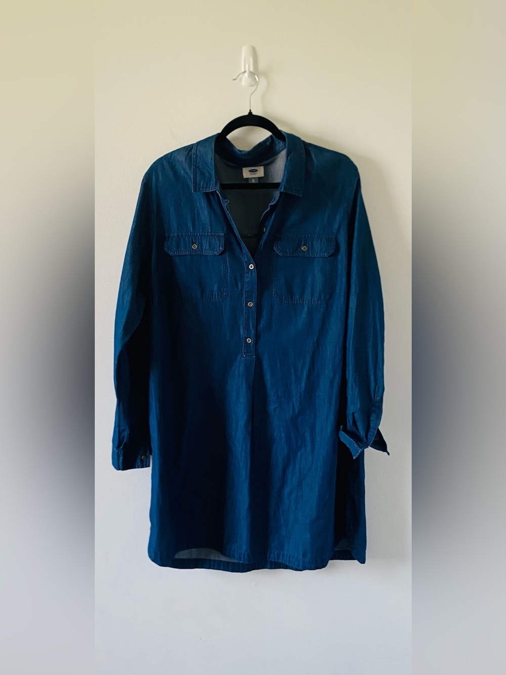 Women’s Old Navy Denim Chambray Tunic Shirt Dress Size XL Minimalist Effortless